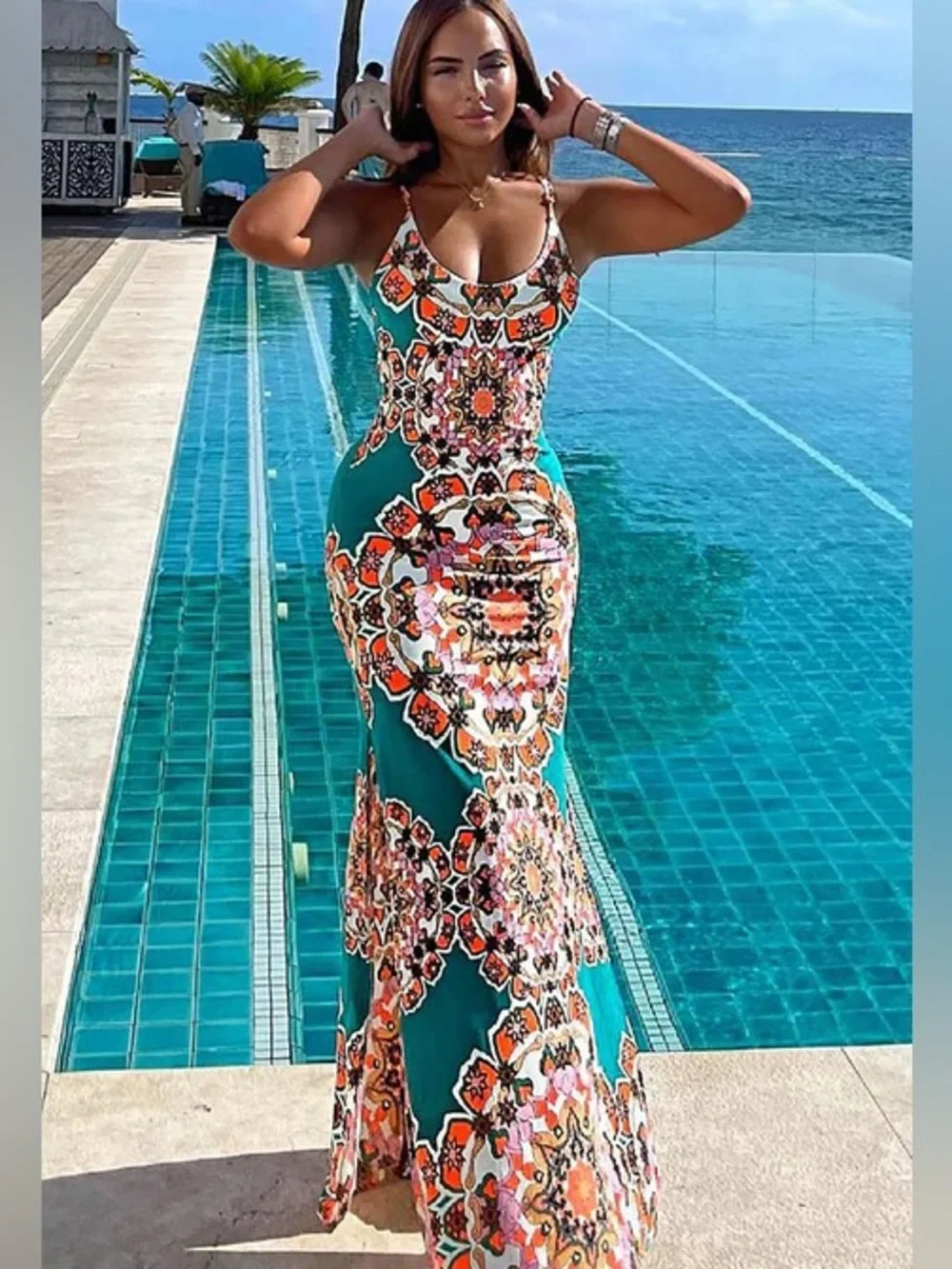 Fashion Nova Kaleidoscope Days Dress - Jade S - Picture 1 of 5
